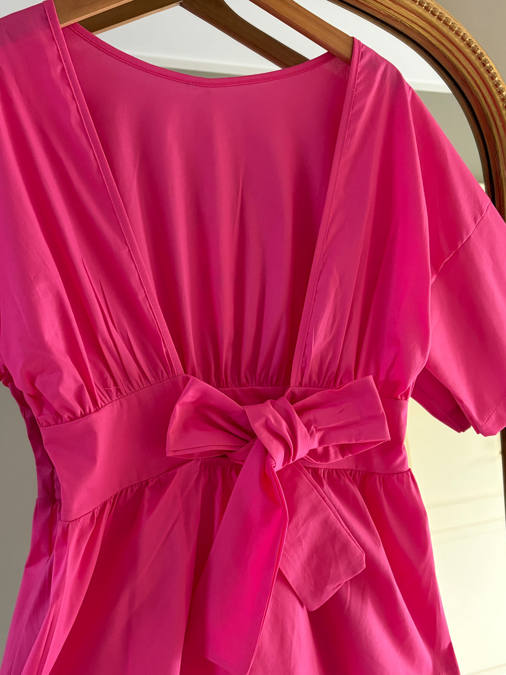 Blouse met strik fuchsia