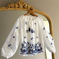BLOUSE WIT BLAUW