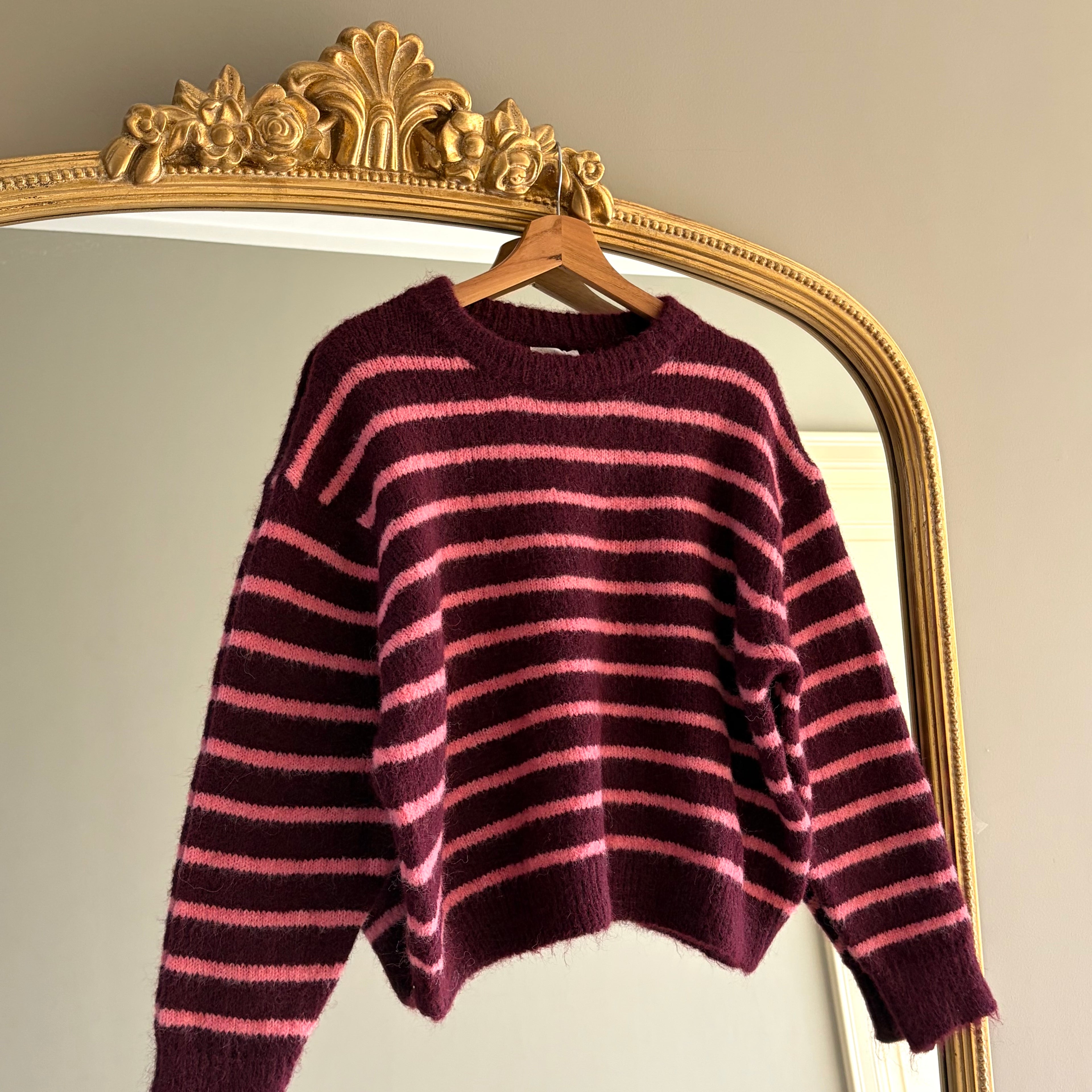 GESTREEPTE TRUI BORDEAUX
