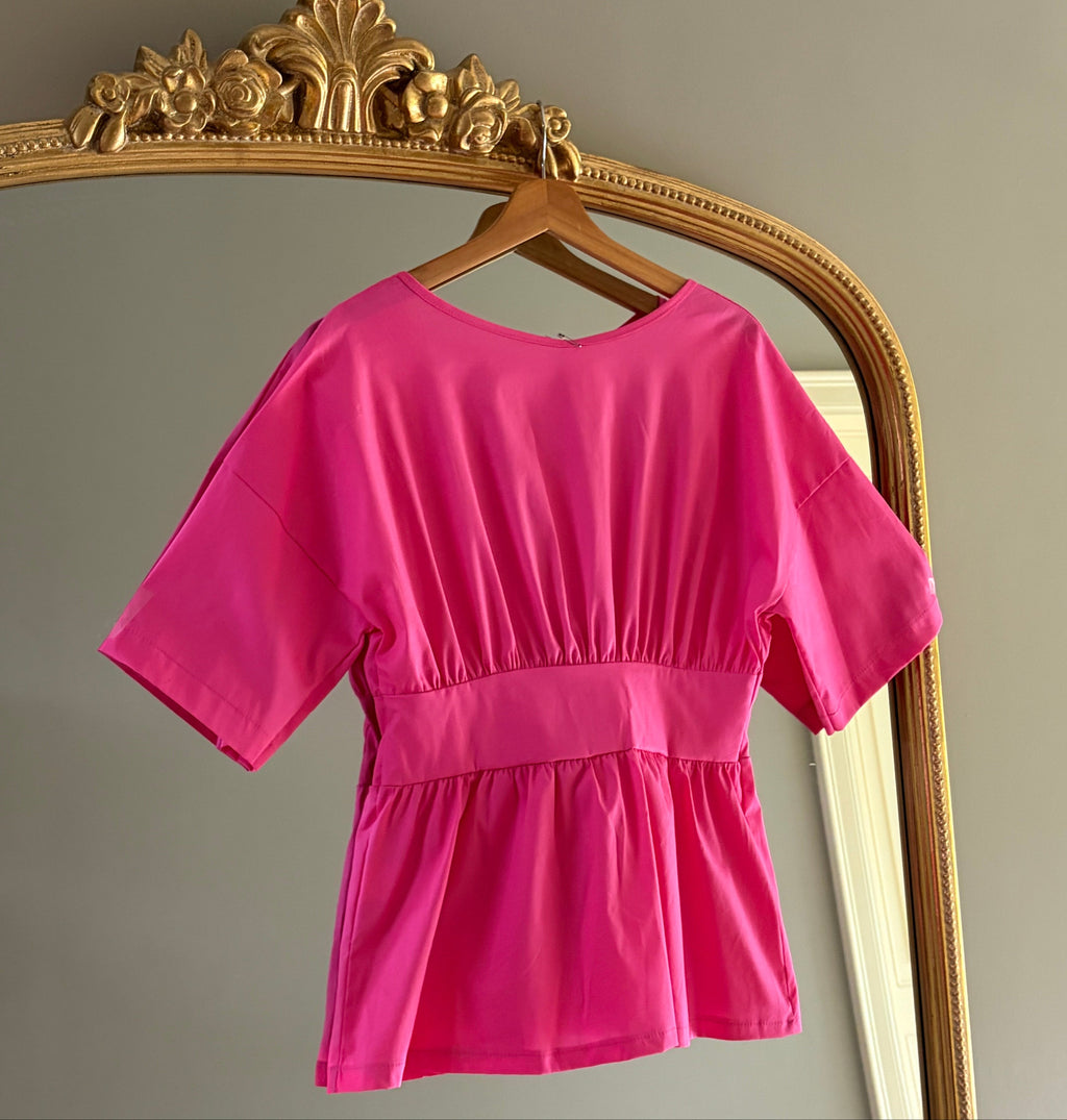 Blouse met strik fuchsia