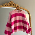 GESTREEPTE TRUI ROZE